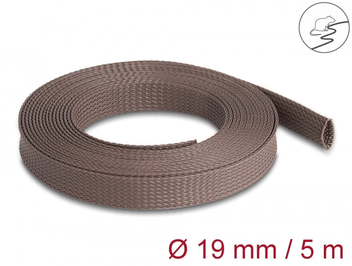 Delock Geflechtschlauch nagerfest dehnbar 5 m x 19 mm braun