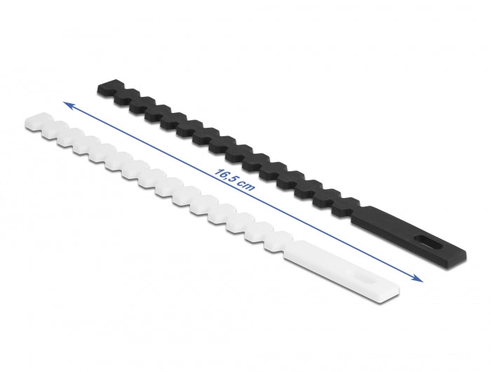Delock Kabelbinder flexibel wiederverwendbar 20 Stück schwarz / weiß