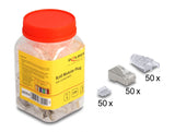 Delock RJ45 Modularer Stecker mit gebogener Rastnase Cat.6 und Knickschutztülle 50er Set