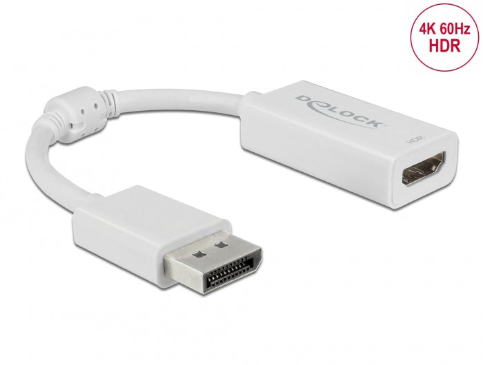Delock DisplayPort 1.4 Adapter zu HDMI 4K 60 Hz mit HDR Funktion Aktiv weiß