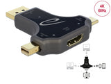 Delock 3 in 1 Monitoradapter mit USB-C™ / DisplayPort / mini DisplayPort Eingang auf HDMI Ausgang mit 4K 60 Hz