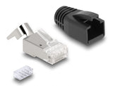 Delock RJ45 Modularer Stecker mit Zugentlastung Cat.6A, Cat.7 und Knickschutztülle 25er Set