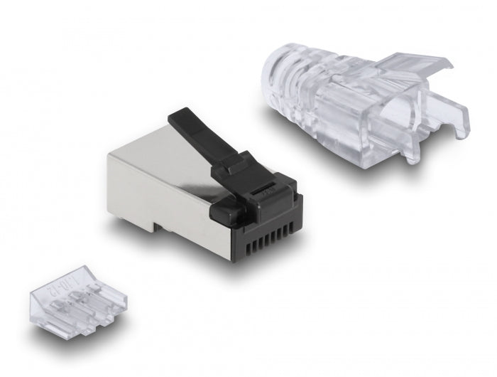 Delock RJ45 Modularer Stecker mit robuster Rastnase Cat.6 und Knickschutztülle 50er Set