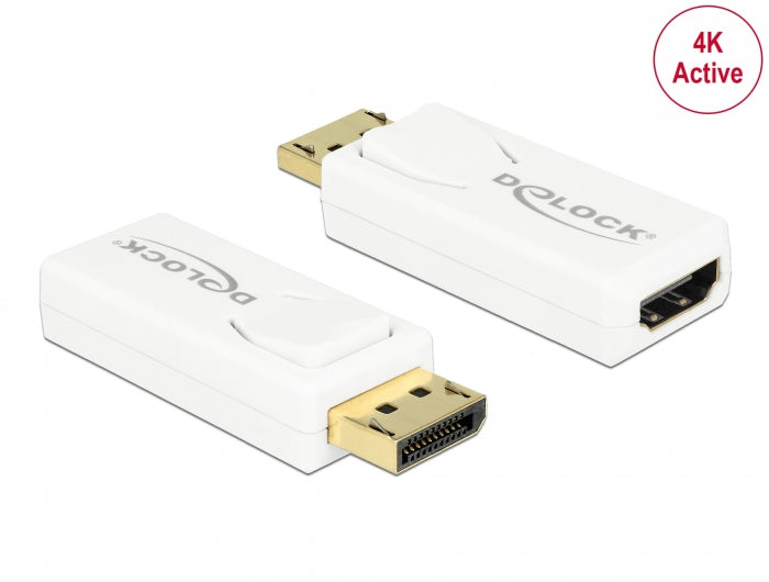 Delock Adapter DisplayPort 1.2 Stecker > HDMI Buchse 4K Aktiv weiß
