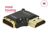 Delock Adapter High Speed HDMI mit Ethernet – HDMI-A Buchse > HDMI-A Stecker 4K 90° gewinkelt rechts schwarz
