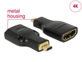 Delock Adapter High Speed HDMI mit Ethernet - HDMI Micro-D Stecker > HDMI-A Buchse 4K schwarz