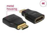 Delock Adapter High Speed HDMI mit Ethernet - HDMI Mini-C Stecker > HDMI-A Buchse 4K schwarz