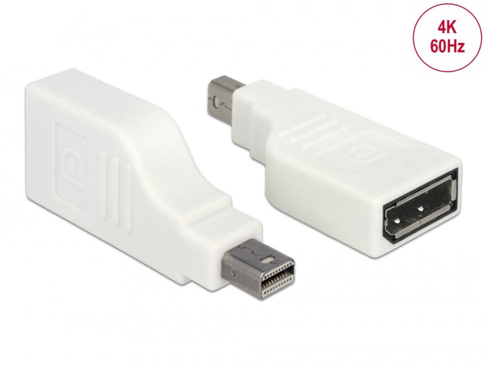 Delock Adapter mini DisplayPort 1.2 Stecker > DisplayPort Buchse 4K 90° gedreht weiß