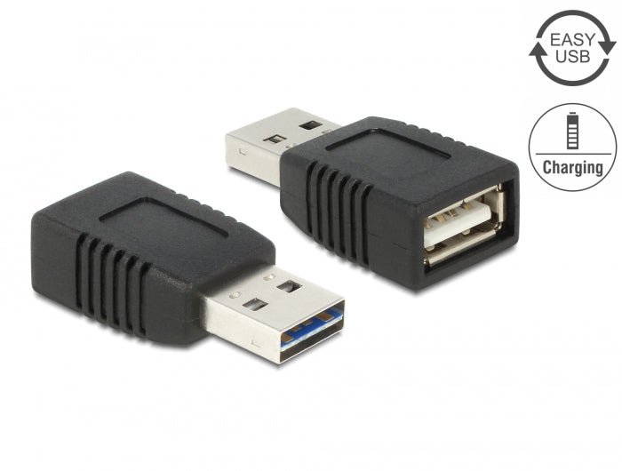 Delock Adapter EASY-USB 2.0-A Stecker zu USB 2.0-A Buchse nur Ladefunktion