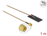 Delock WLAN 802.11 ac/ax/a/h/b/g/n Antenne SMA Stecker 0,5 - 1,2 dBi RG-178 1 m PCB intern Klebemontage