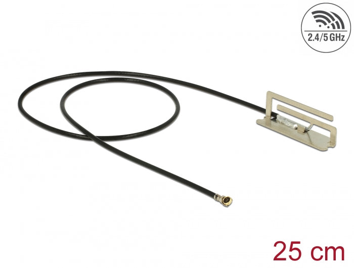 Delock WLAN 802.11 ac/ax/a/h/b/g/n Antenne I-PEX Inc., MHF® 4L Stecker 1,6 dBi 25 cm PIFA intern