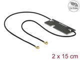 Delock WLAN 802.11 ac/a/h/b/g/n Doppelantenne 2 x I-PEX Inc., MHF® I Stecker 3 - 5 dBi 1.13 2 x 15 cm PCB intern Klebemontage
