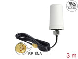 Delock WLAN Antenne RP-SMA 802.11 ac/a/h/b/g/n 0 dBi 3 m ULA100 omnidirektional weiß Outdoor