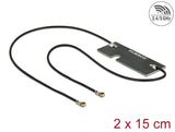 Delock WLAN 802.11 ac/a/h/b/g/n Doppelantenne 2 x I-PEX Inc., MHF® 4L Stecker 3 - 5 dBi 1.13 2 x 15 cm PCB intern Klebemontage