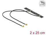 Delock Dualband WLAN WiFi 6 Doppelantenne 2 x I-PEX Inc., MHF® I Stecker 5 dBi 2 x 50 cm PCB intern Klebemontage