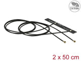 Delock Dualband WLAN WiFi 6 Doppelantenne 2 x I-PEX Inc., MHF® 4L Stecker 3 - 5 dBi 1.13 2 x 50 cm PCB intern Klebemontage