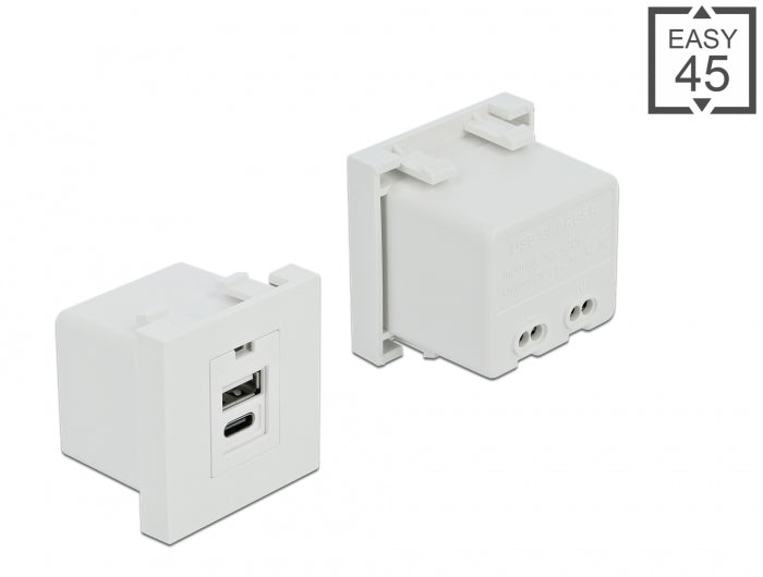 Delock Easy 45 USB Ladeportmodul 1 x USB Typ-A + 1 x USB Type-C™ 10,5 W
