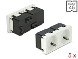 Delock Easy 45 Schutzkontakt-Steckdose 2-fach 45°-Anordnung 45 x 45 mm 5 Stück