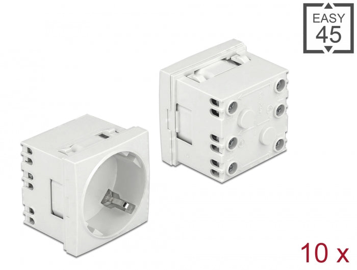 Delock Easy 45 Schutzkontakt-Steckdose 45°-Anordnung erweiterbar 45 x 45 mm 10 Stück