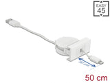 Delock Easy 45 Modul USB 2.0 Ausrollkabel USB Typ-A zu 8 Pin Lightning Stecker weiß