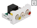 Delock Easy 45 Modul 3 x Cinch Buchse zu RJ45 Buchse 22,5 x 45 mm