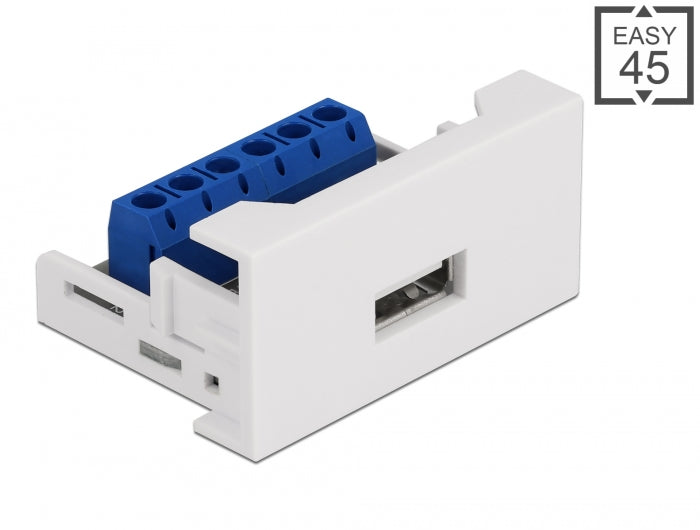 Delock Easy 45 Modul USB 2.0 Typ-A Buchse zu Terminalblock 22,5 x 45 mm