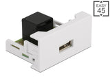 Delock Easy 45 Modul USB 2.0 Typ-A Buchse zu RJ45 Buchse 22,5 x 45 mm