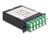 Delock LWL HD (High Density) Kassette MPO Stecker zu 12 x LC Duplex Buchse, 24 Fasern, Singlemode, Polarität A, 9/125 µm