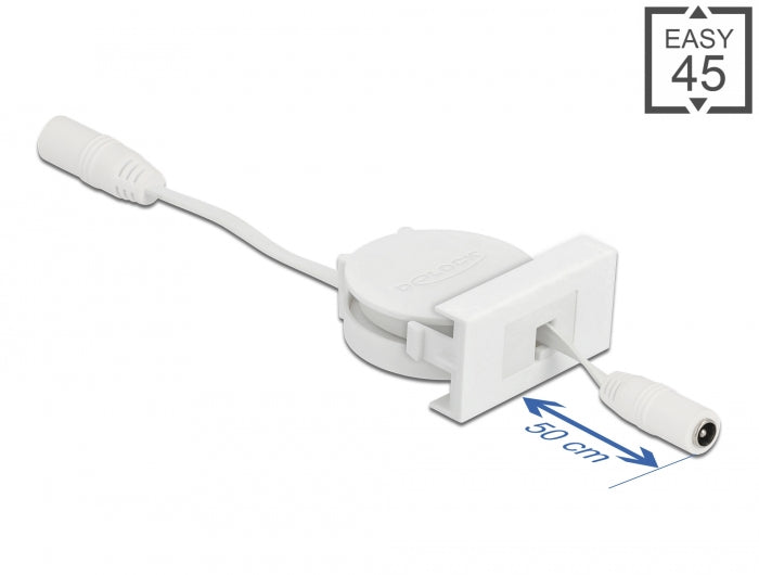 Delock Easy 45 Modul Power Ausrollkabel DC 5,5 x 2,1 mm Buchse / Buchse weiß