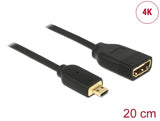 Delock Kabel High Speed HDMI mit Ethernet – HDMI Micro-D Stecker > HDMI-A Buchse 3D 4K 20 cm