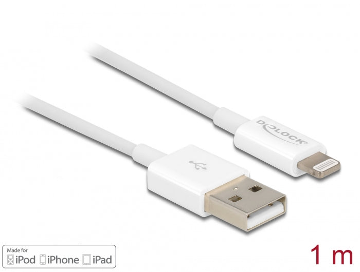 Delock USB Daten- und Ladekabel für iPhone™, iPad™, iPod™ weiß 1 m