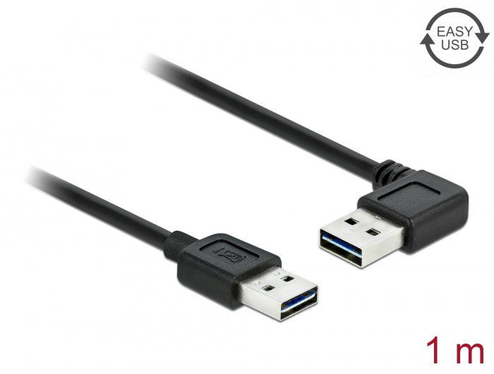 Delock Kabel EASY-USB 2.0 Typ-A Stecker > EASY-USB 2.0 Typ-A Stecker gewinkelt links / rechts 1 m