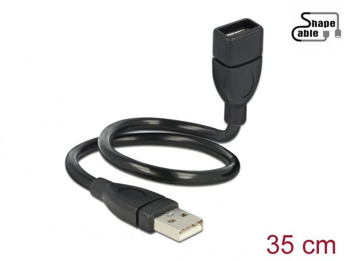 Delock Kabel USB 2.0 Typ-A Stecker > USB 2.0 Typ-A Buchse ShapeCable 0,35 m