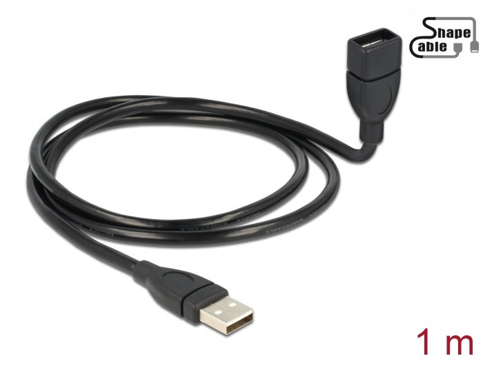 Delock Kabel USB 2.0 Typ-A Stecker > USB 2.0 Typ-A Buchse ShapeCable 1 m