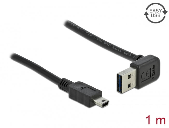 Delock Kabel EASY-USB 2.0 Typ-A Stecker gewinkelt oben / unten > USB 2.0 Typ Mini-B Stecker 1 m