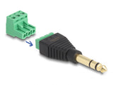 Delock Adapter Klinke Stecker 6,35 mm > Terminalblock 3 Pin 2-teilig