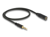 Delock Klinkenverlängerungskabel 3,5 mm 4 Pin Stecker zu Buchse 0,5 m schwarz