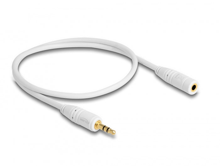Delock Klinkenverlängerungskabel 3,5 mm 3 Pin Stecker > Buchse 0,5 m weiß