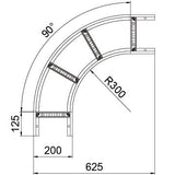 BETTERMANN Bogen Kabelleiter horiz 90° LB 90 620 R3 FT 60x200mm o.Verb R=300mm