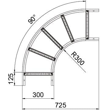 BETTERMANN Bogen Kabelleiter horiz 90° LB 90 630 R3 FT 60x300mm o.Verb R=300mm