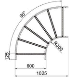 BETTERMANN Bogen Kabelleiter horiz 90° LB 90 660 R3 A2 60x600mm o.Verb R=300mm