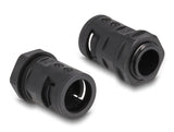 Delock Kabelschutzschlauch 2 m x 15,8 mm mit 2 x PG11 Schlauchverschraubung Set schwarz