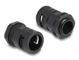 Delock Kabelschutzschlauch 2 m x 18,5 mm mit 2 x PG13,5 Schlauchverschraubung Set schwarz