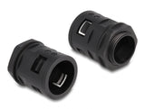 Delock Kabelschutzschlauch 2 m x 28,5 mm mit 2 x PG21 Schlauchverschraubung Set schwarz