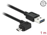 Delock Kabel EASY-USB 2.0 Typ-A Stecker > EASY-USB 2.0 Typ Micro-B Stecker gewinkelt links / rechts 1 m schwarz