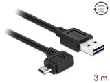 Delock Kabel EASY-USB 2.0 Typ-A Stecker > EASY-USB 2.0 Typ Micro-B Stecker gewinkelt links / rechts 3 m schwarz