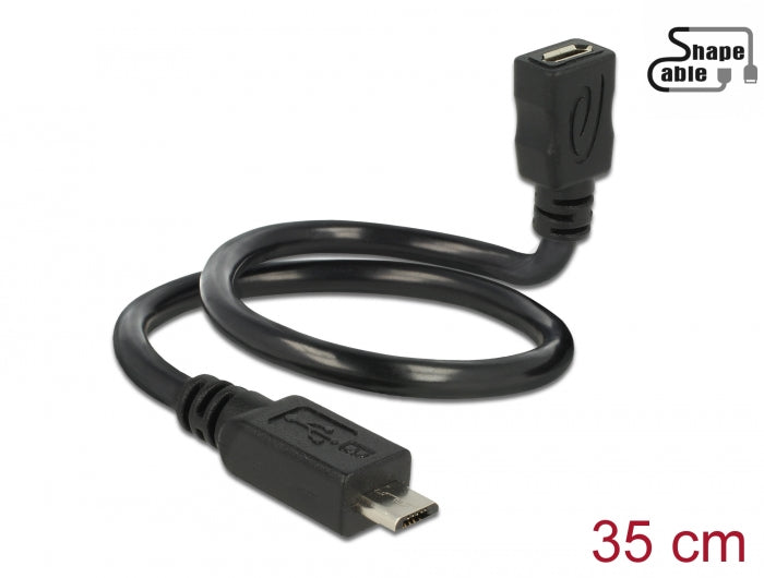 Delock Kabel USB 2.0 Micro-B Stecker > USB 2.0 Micro-B Buchse OTG ShapeCable 0,35 m