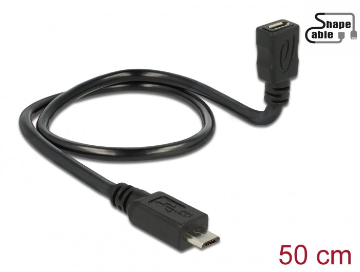 Delock Kabel USB 2.0 Micro-B Stecker > USB 2.0 Micro-B Buchse OTG ShapeCable 0,50 m