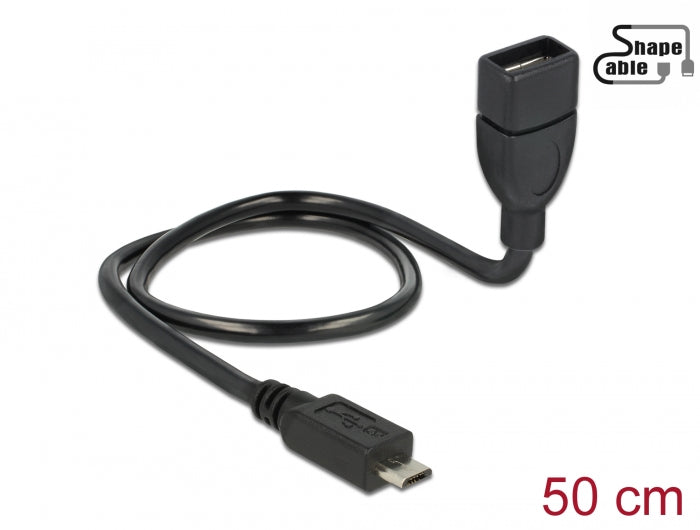 Delock Kabel USB 2.0 Micro-B Stecker > USB 2.0 Typ-A Buchse OTG ShapeCable 0,50 m