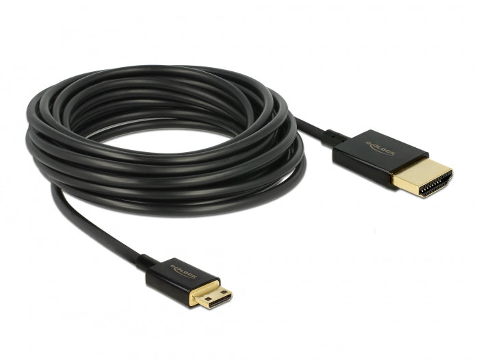 Delock Kabel High Speed HDMI mit Ethernet - HDMI-A Stecker > HDMI Mini-C Stecker 3D 4K 4,5 m Aktiv Slim High Quality